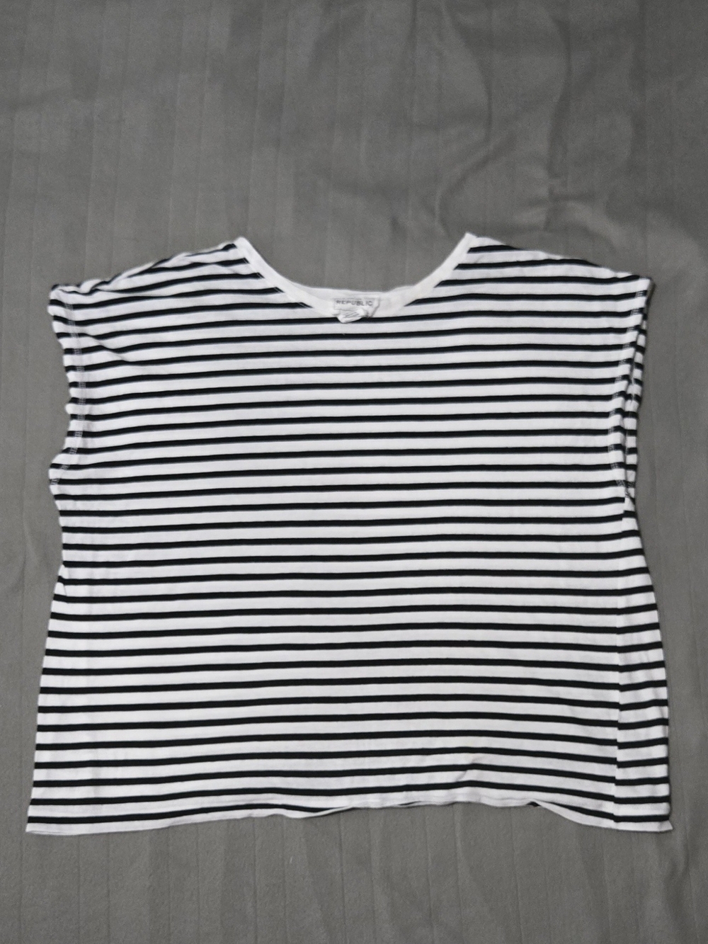 For The Republic Black and White Striped Top